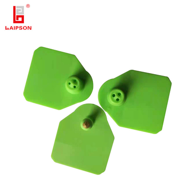 Laipson 50mm Closed Head Green Tamperproof ISO9001 Animal Ear Tag For Pig Cattle Sheep